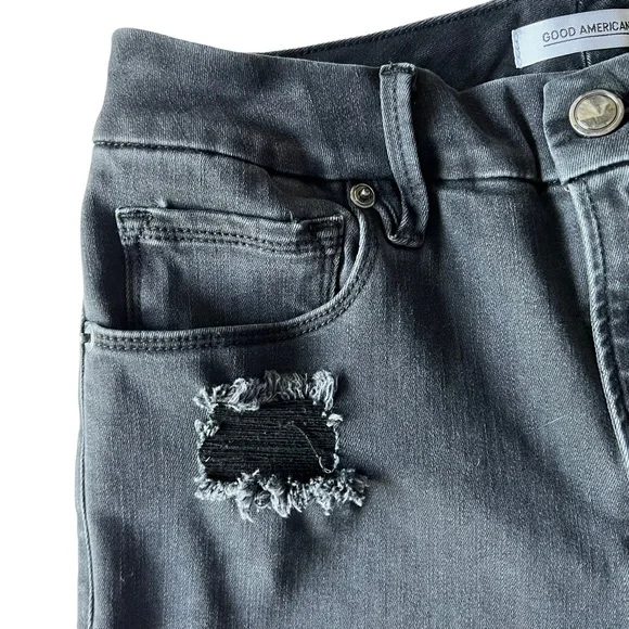 Good American Good Waist Black Distressed Jean6 (28)